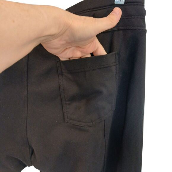 Athleta Womens Large Black Cropped Athletic Pants Stretch Ankle Drawstring Zip - Picture 5 of 11